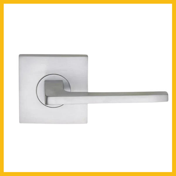 Delf Elba Dummy Lever Door Handle On Square Rosette Satin Chrome