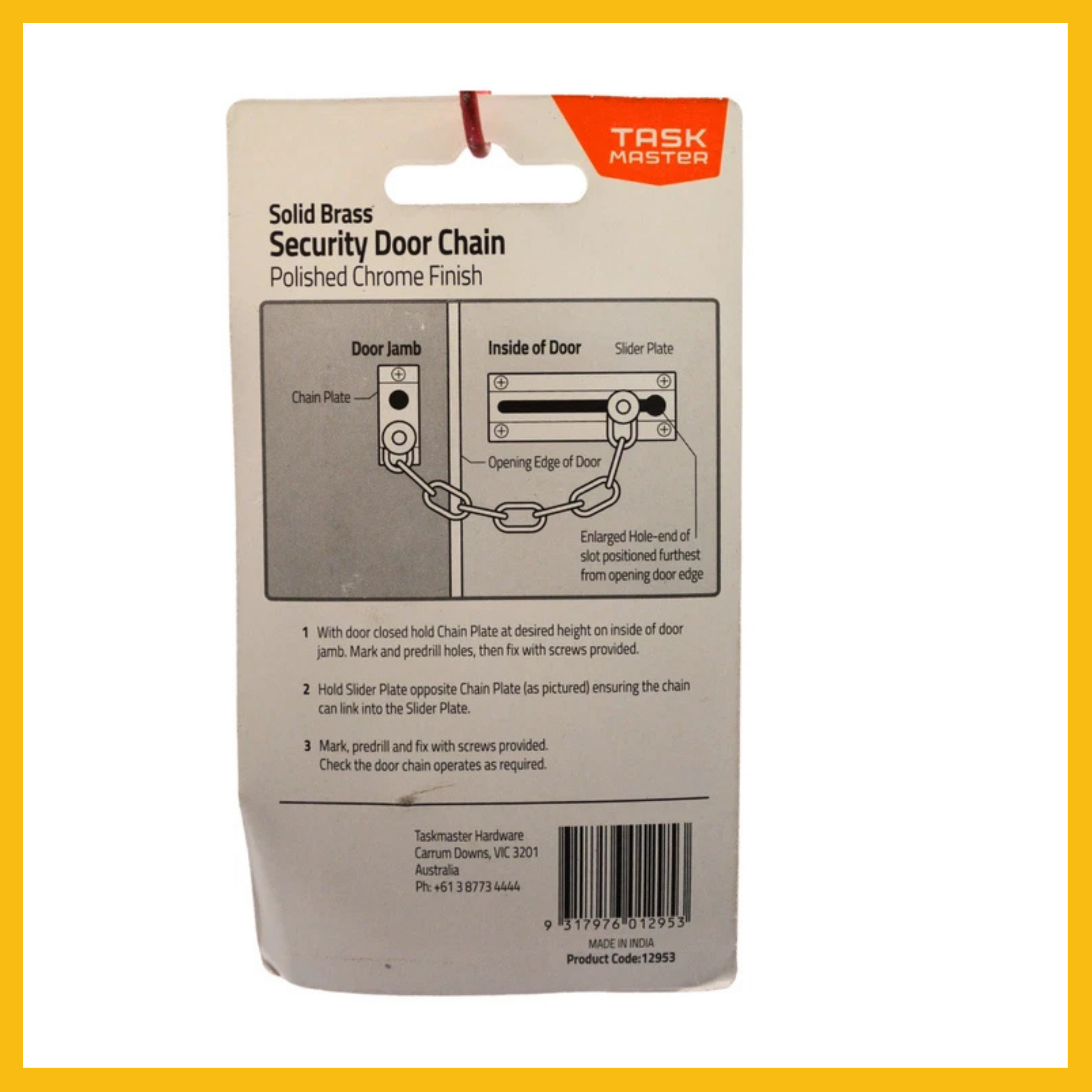 Taskmaster Chrome Plated Security Door Chain