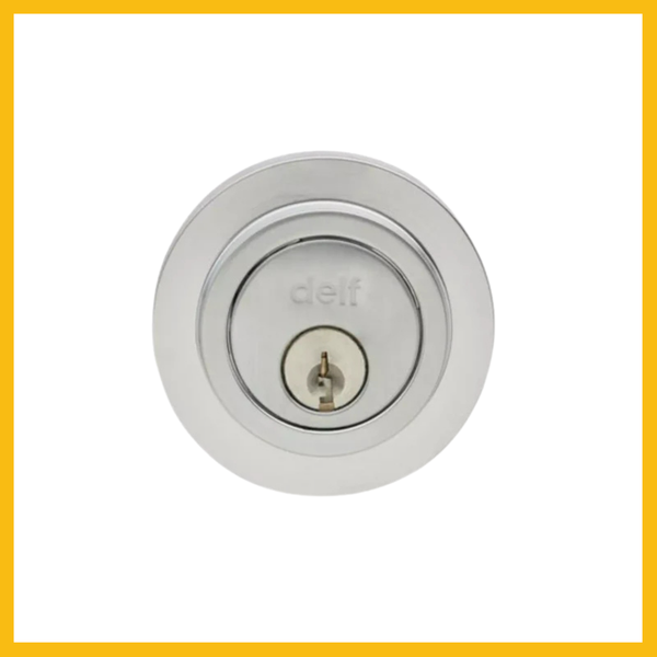 Delf Single Cylinder Deadbolt Polished Stainless Steel