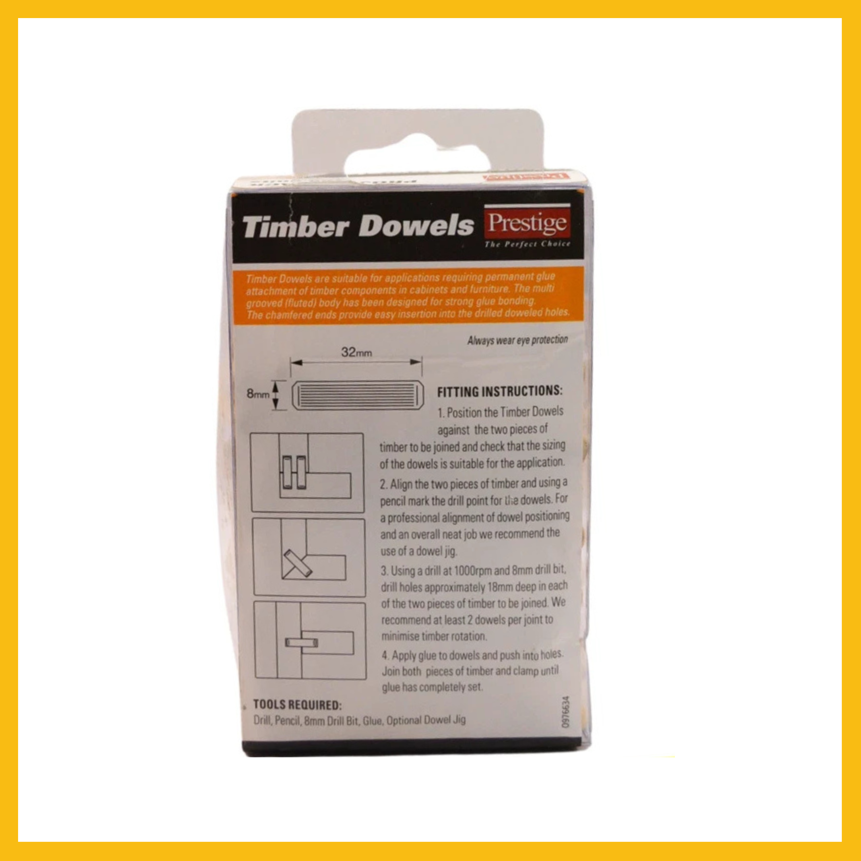 Taskmaster 8 x 32mm Timber Dowel Connectors - 100 Pack Delf 046