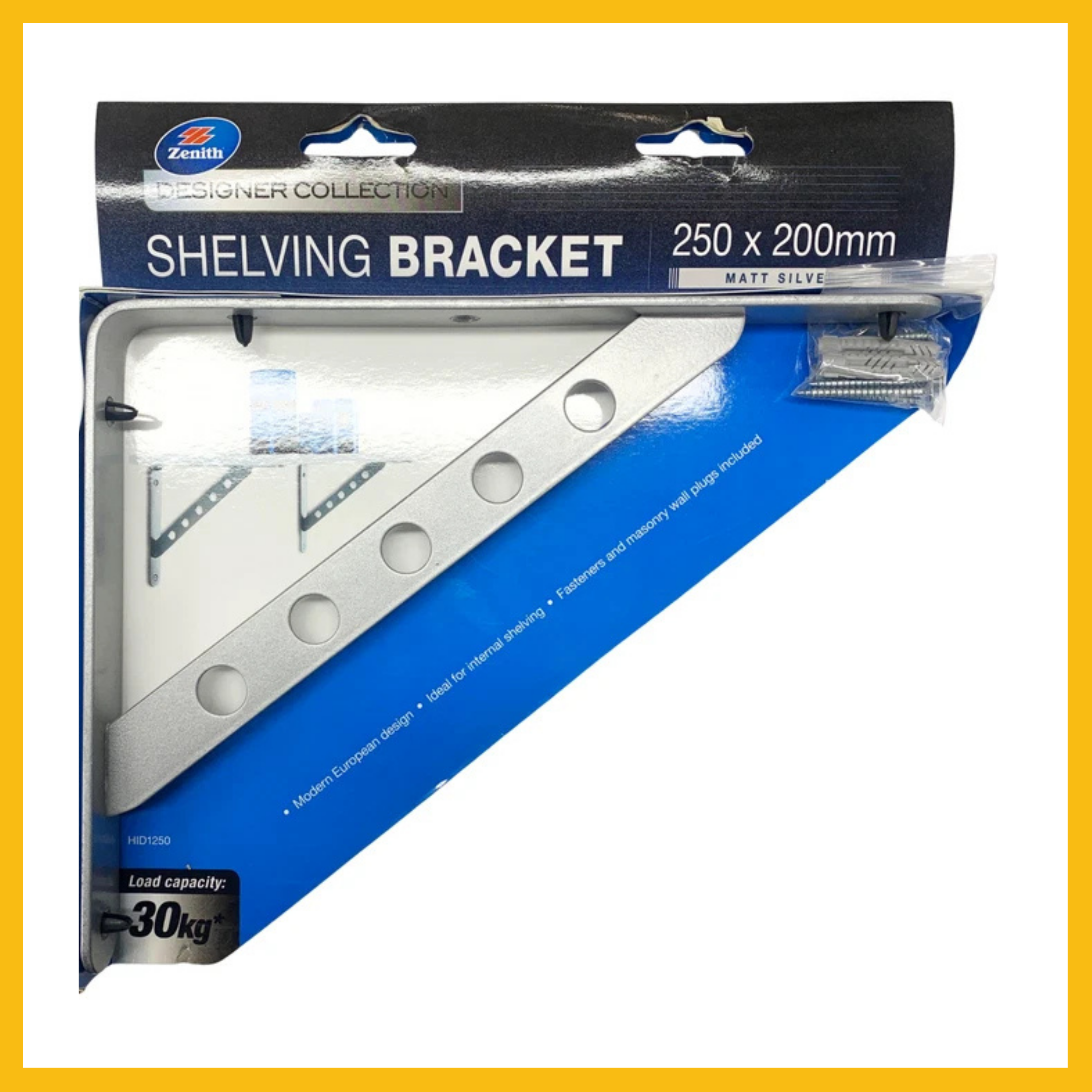 Zenith Shelving bracket 250 x 200mm Polished Chome