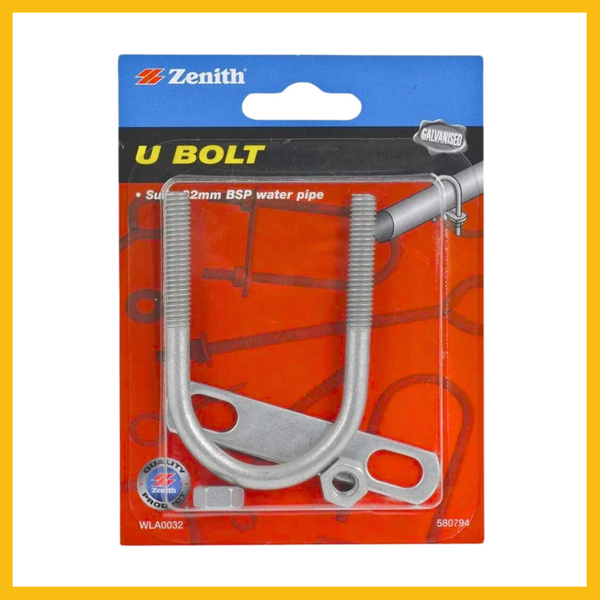 5 X Zenith M8 x 75 x 38mm Galvanised U-Bolt