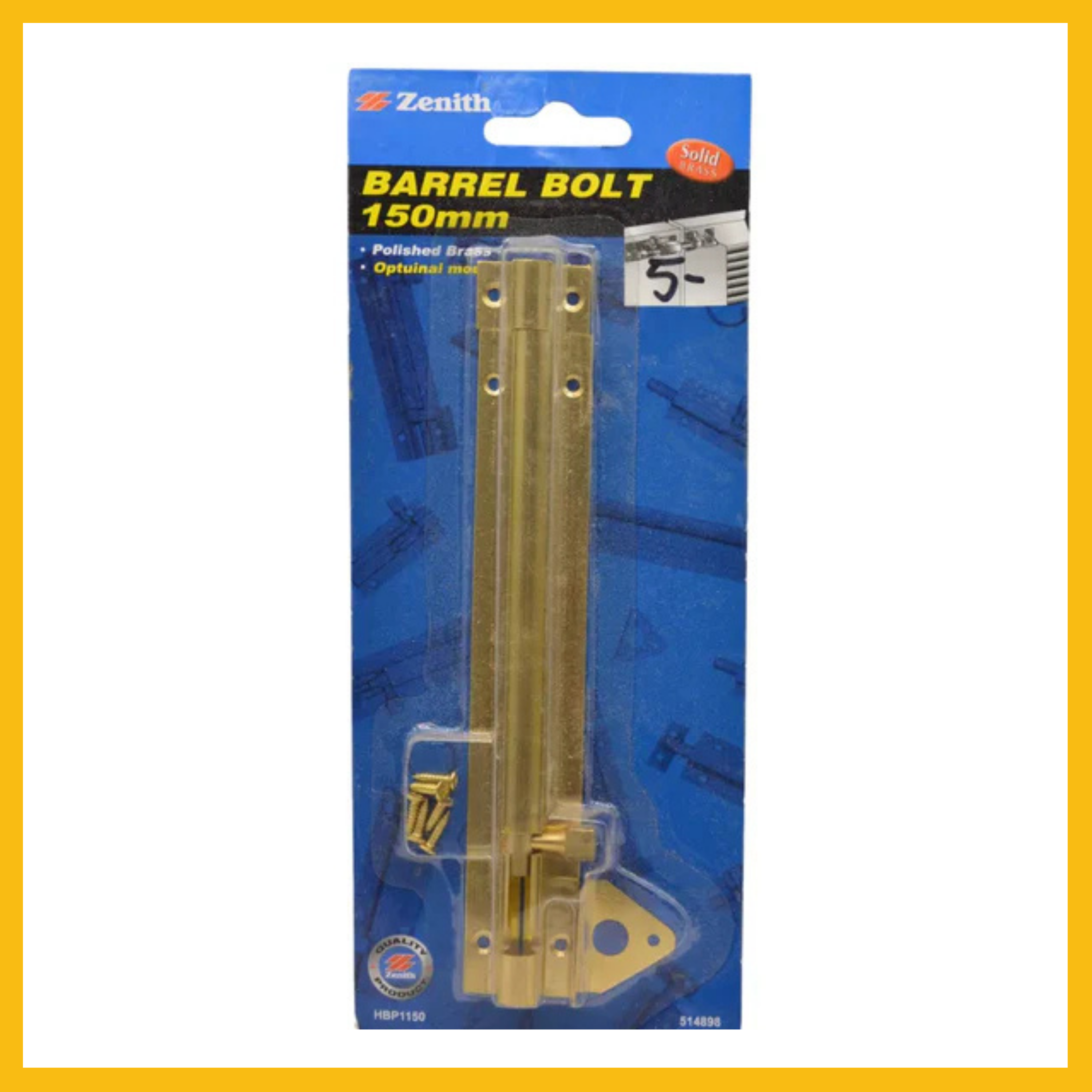 Long Shoot Barrel Bolt Brass 150mm x 32mm
