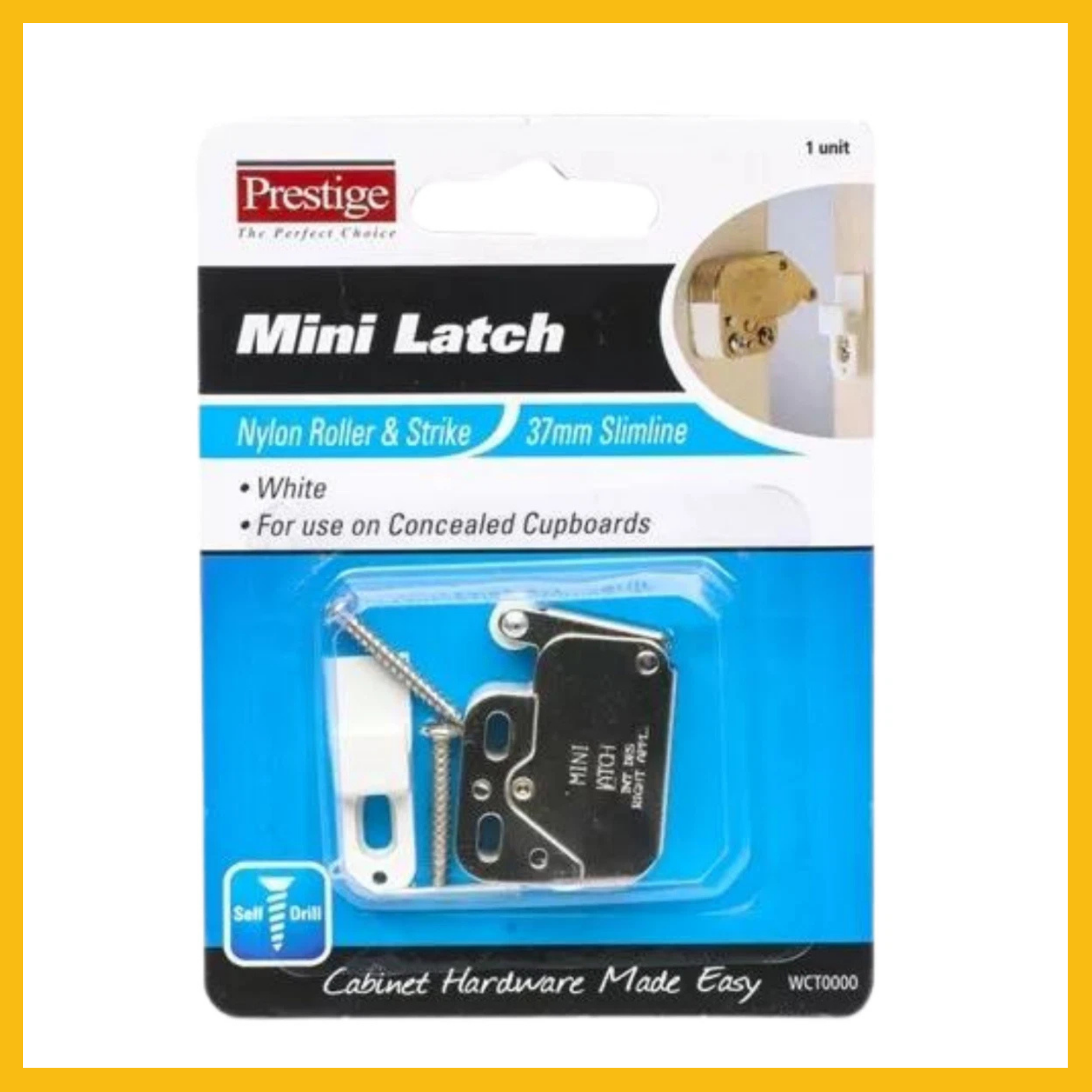 Prestige Mini Latch 37mm Slimline White
