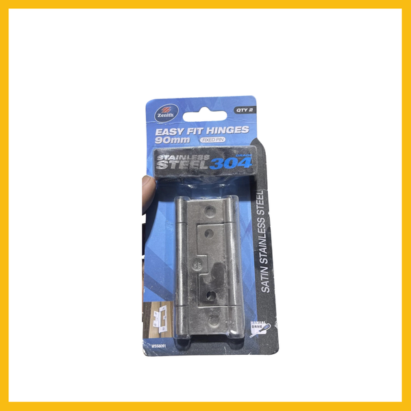 Zenith EASY FIT HINGES 2Pcs Fixed Pin, Internal Use, Zinc Plated- 90MM/65MM/100M