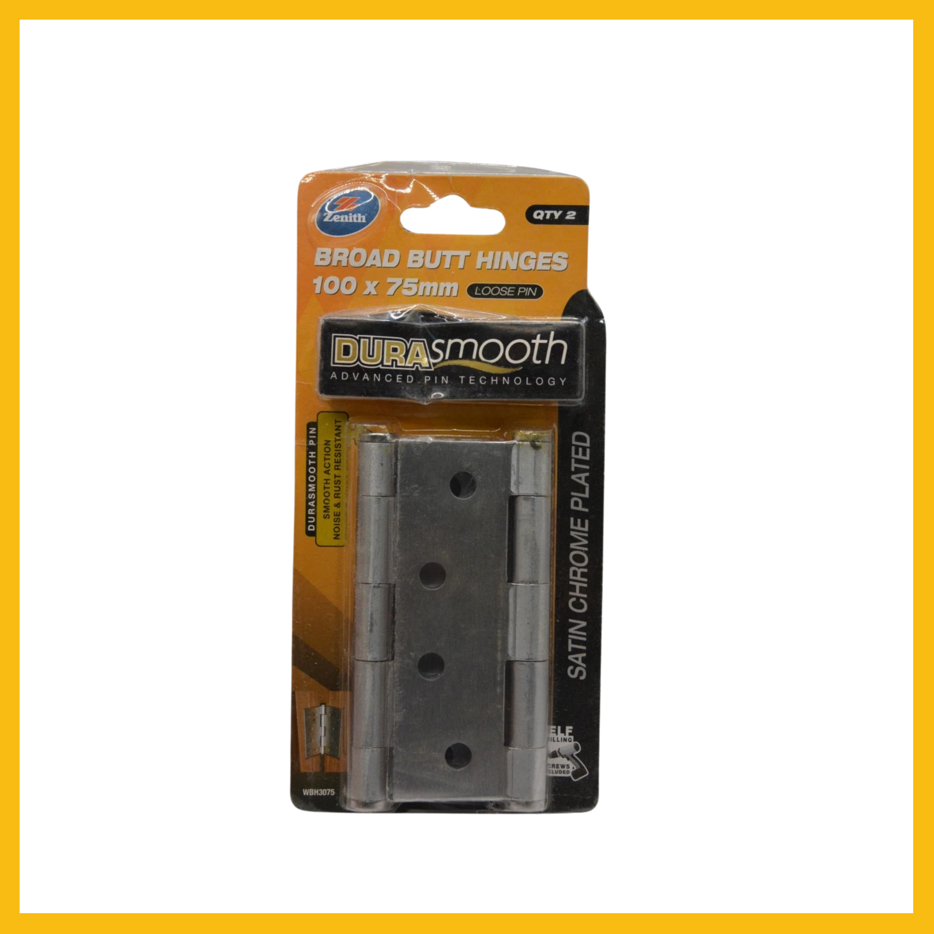 Zenith Broad Butt Hinge 100mm X 75mm, Loose Pin, Prime Coat 2 HINGES Delf 046