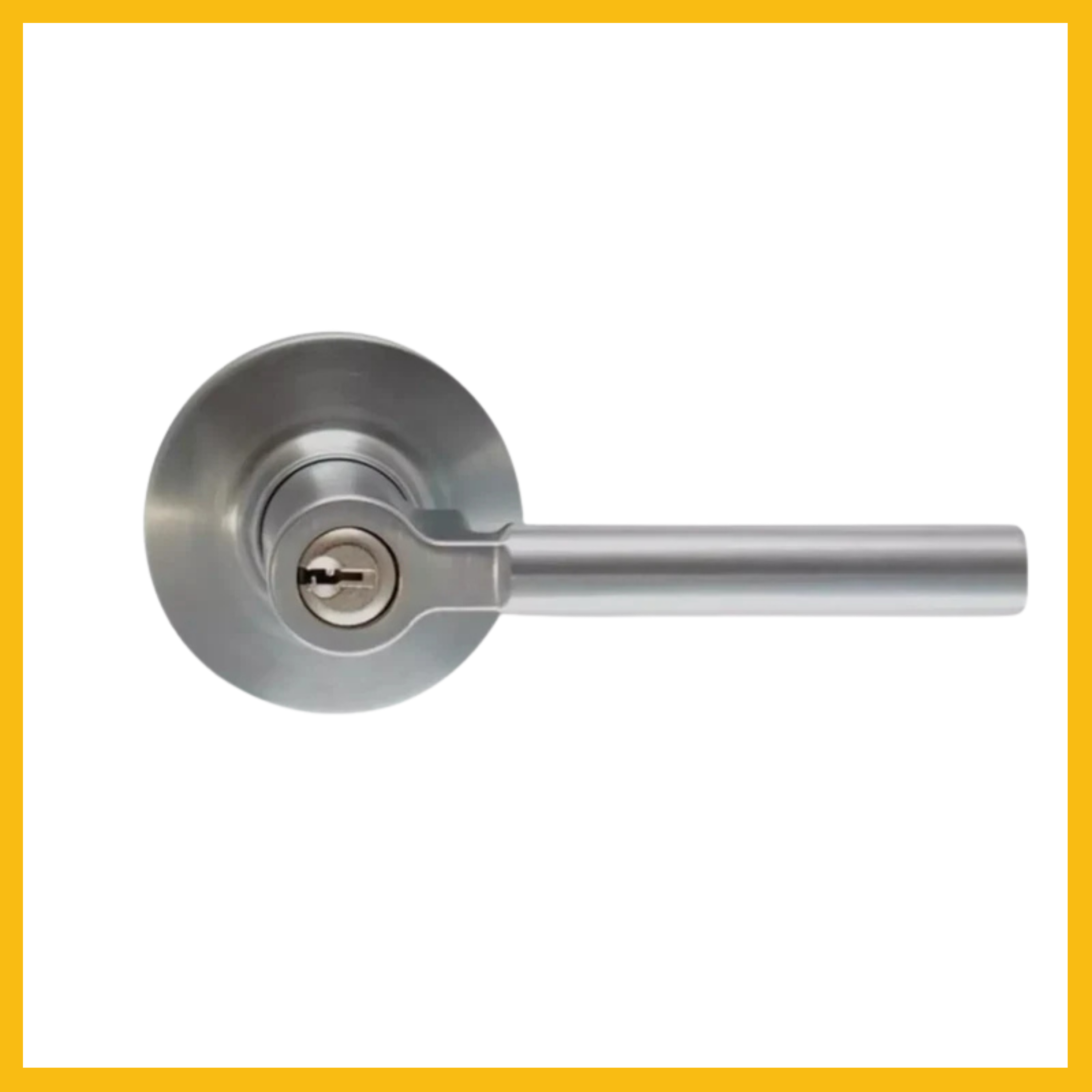 Entrance Lever Set on Round Rosette Satin Chrome - Delf
