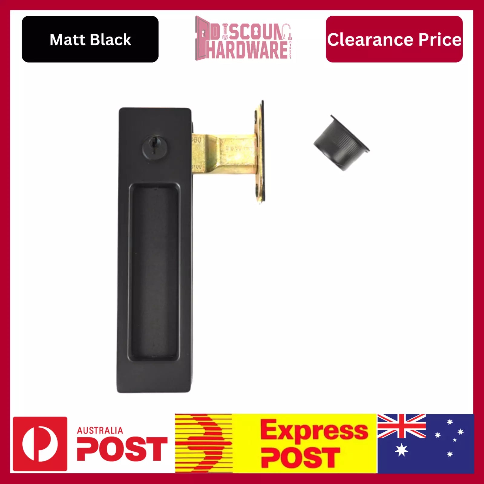 Delf VP Entrance Cavity Sliding Door Lock Rectangular Matt Black/Satin Nickel