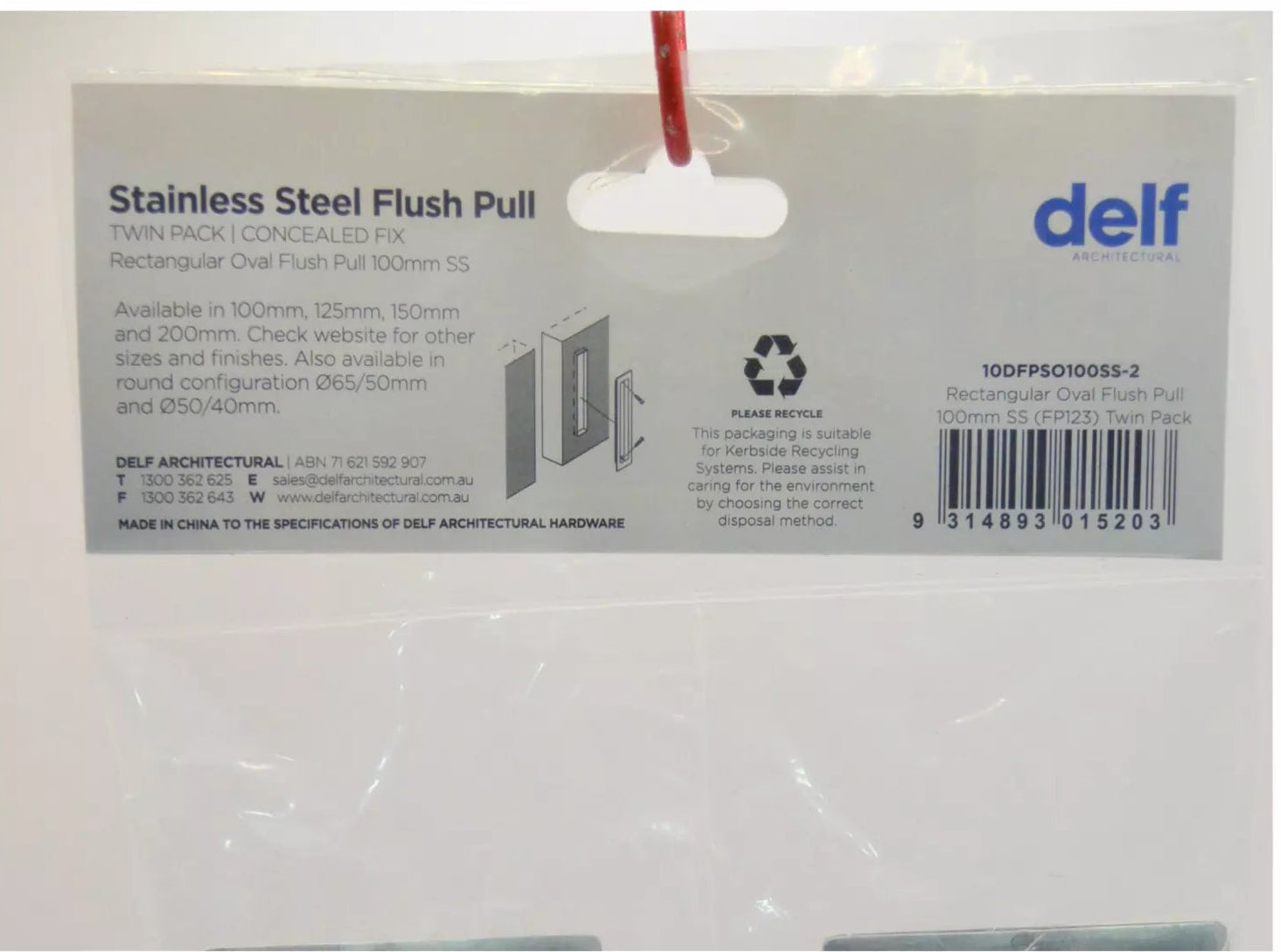 Rectangular Flush Pull Oval Well 100mm – Twin Pack