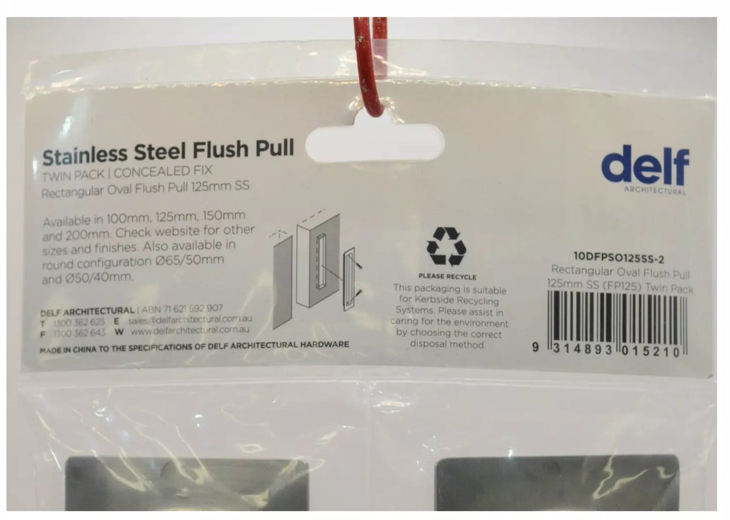 Rectangular Flush Pull Oval Well 125mm – Twin Pack