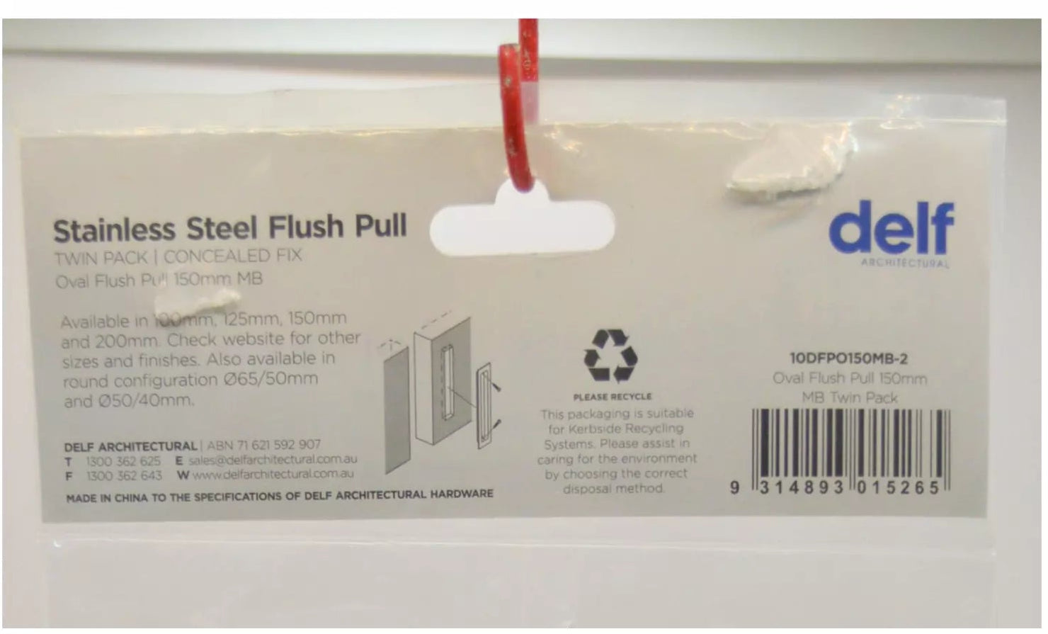 Oval Flush Pull 150mm Twin Pack - Delf