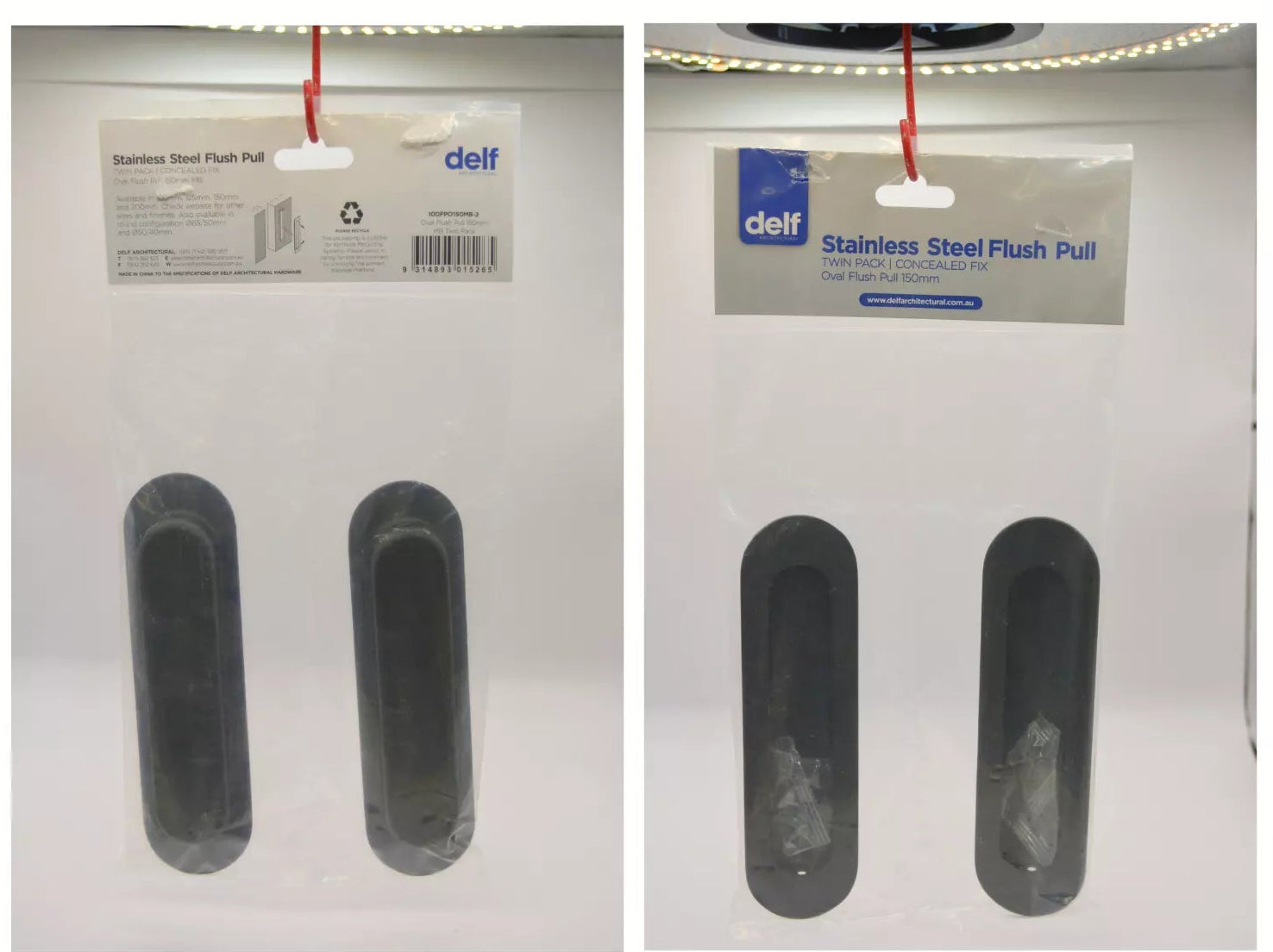 Oval Flush Pull 150mm Twin Pack - Delf