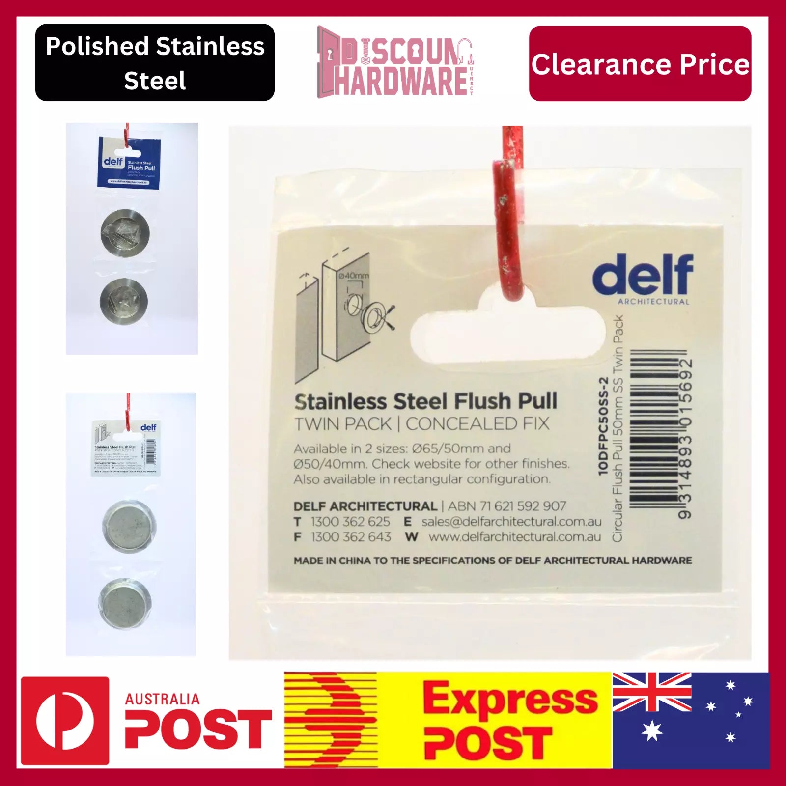 Circular Flush Pull 65mm diameter – Twin Pack