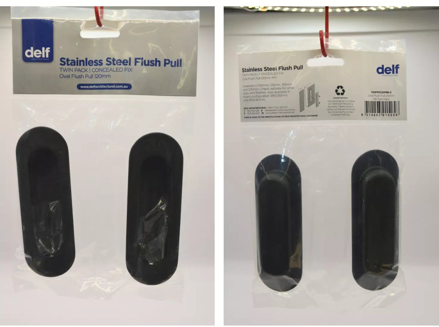 Oval Flush Pull 120mm Twin Pack - Delf