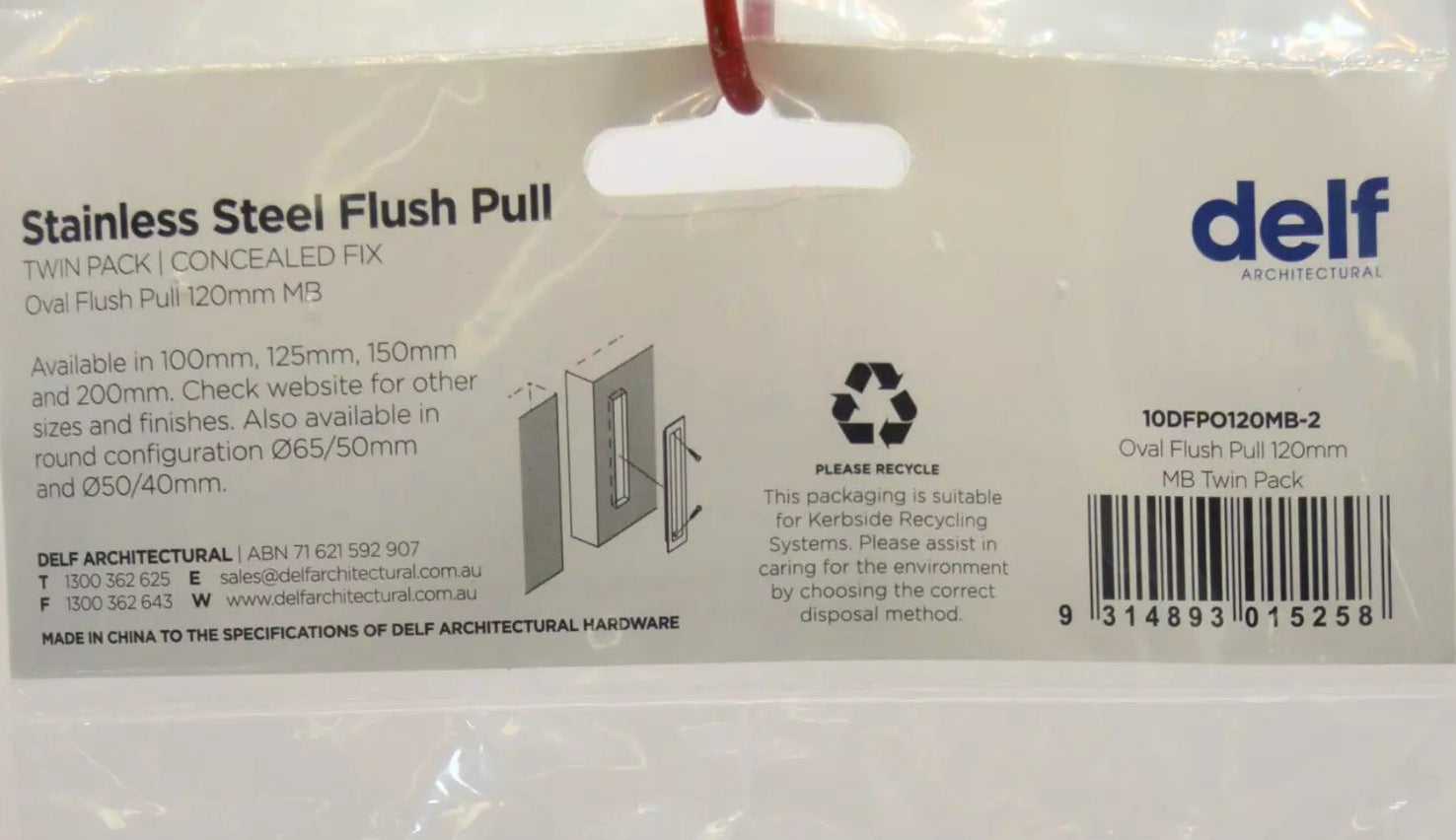 Oval Flush Pull 120mm Twin Pack - Delf