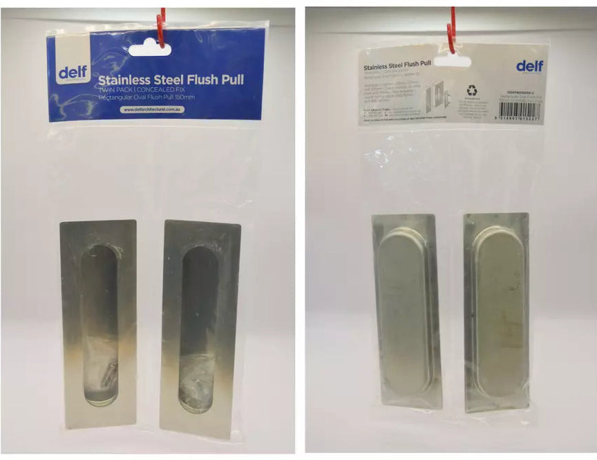 Rectangular Flush Pull Oval Well 150mm – Twin Pack