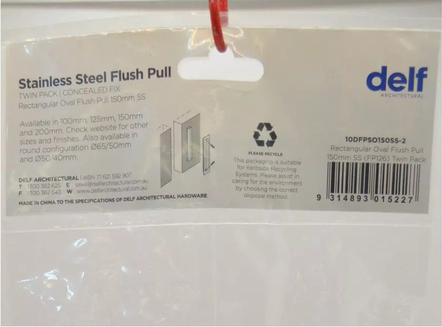 Rectangular Flush Pull Oval Well 150mm – Twin Pack